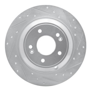 Genesis G70 Brake Rotor (1) - Rear Right - R1 Concepts - Drilled & Slotted - Silver - `18-`23